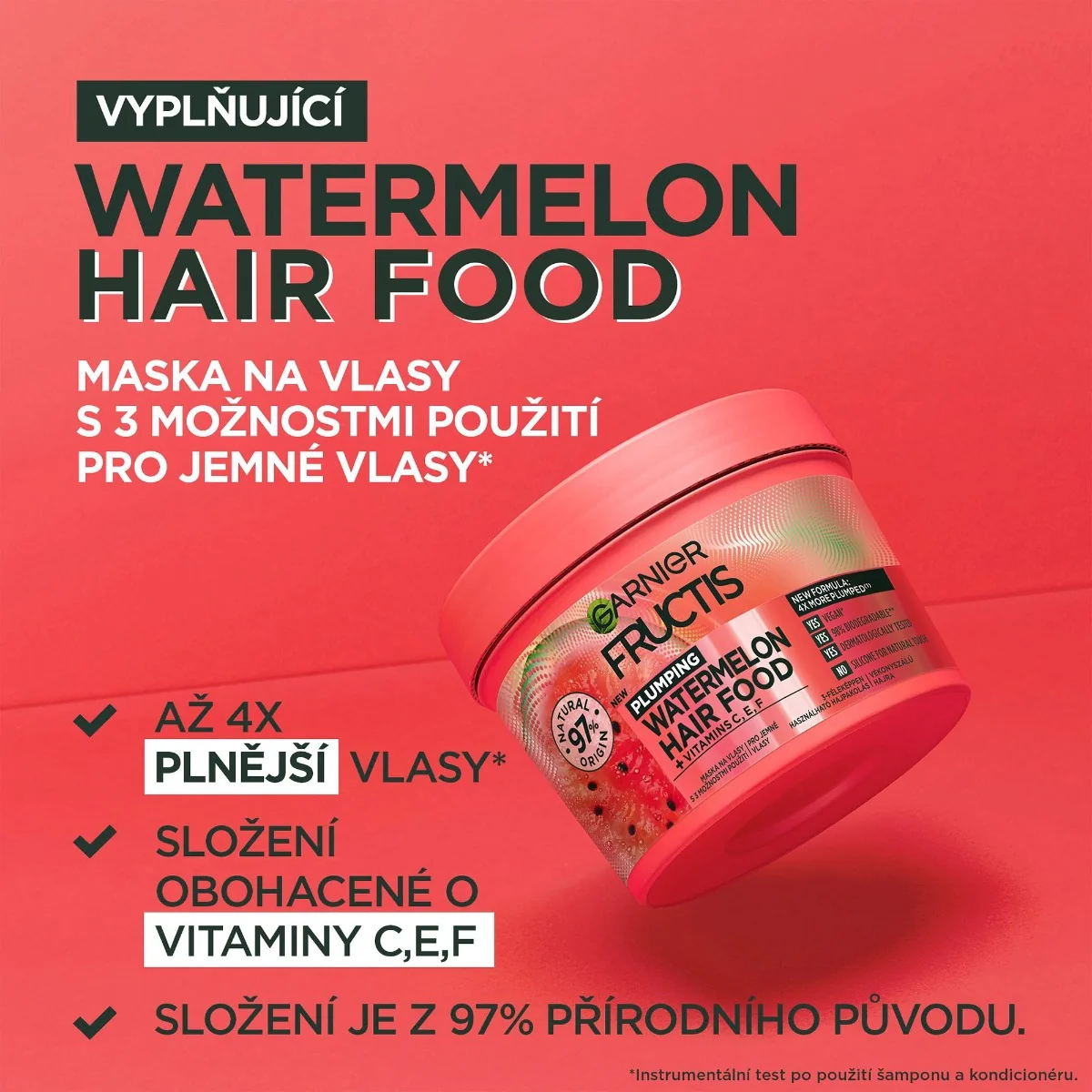 Garnier Fructis Hair Food Watermelon maska pro jemné vlasy bez objemu 400 ml