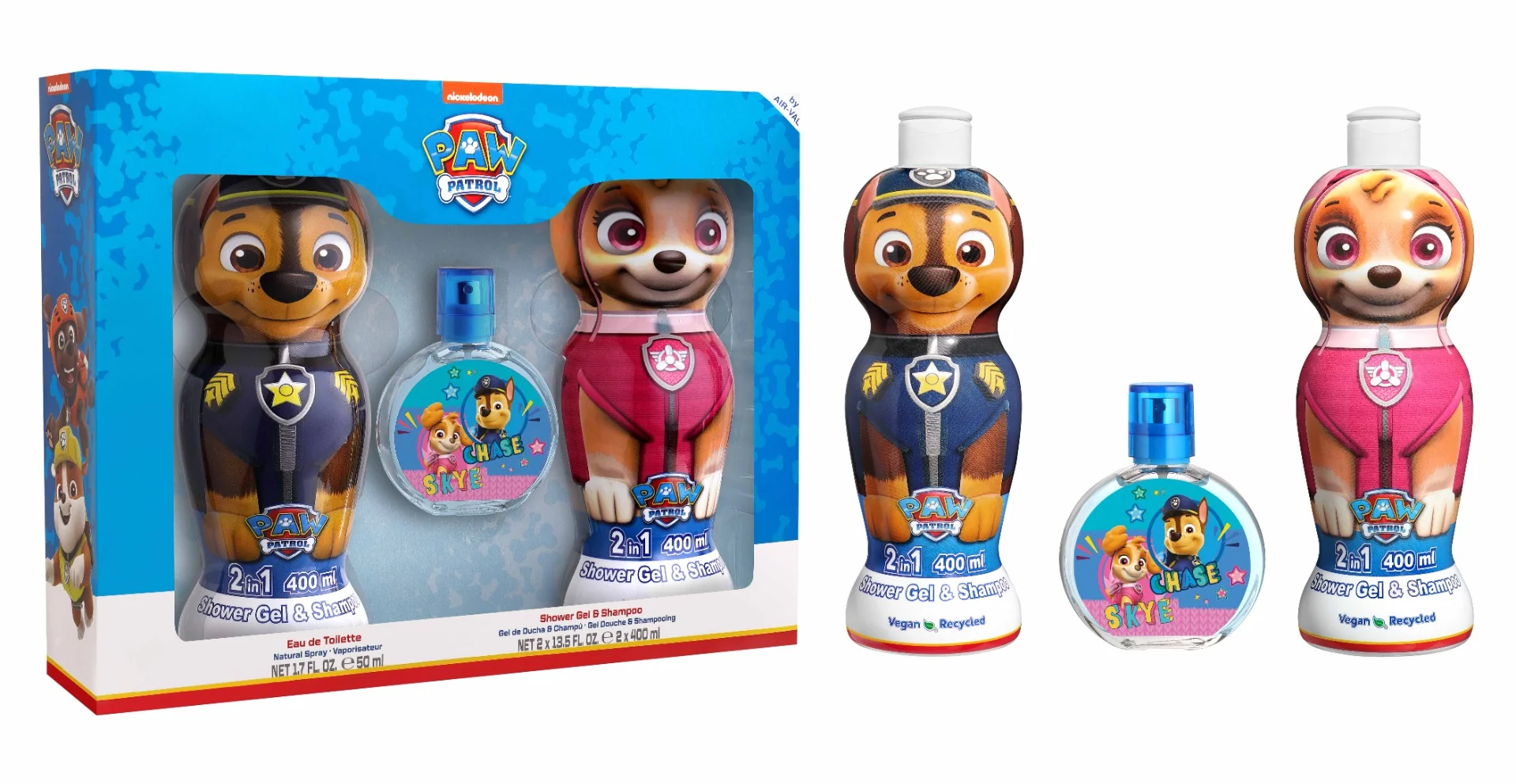 Nickelodeon Paw Patrol Toaletní voda se sprchovým gelem a šamponem dárkový set 50 ml + 2x400 ml