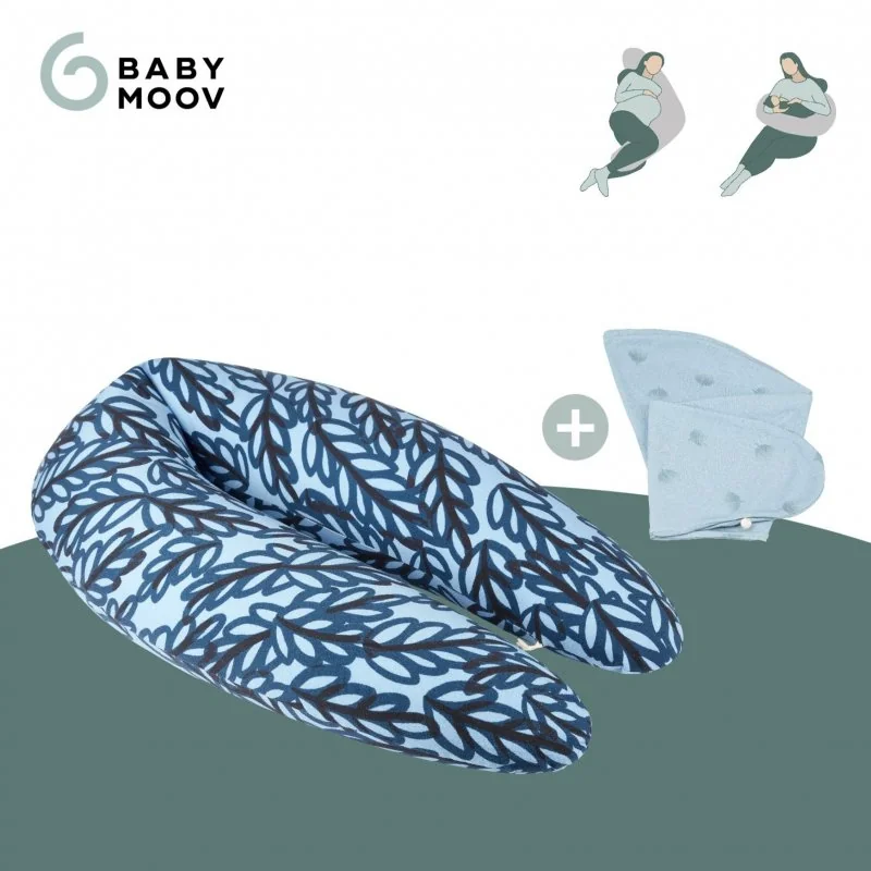 Babymoov multifunkční polštář B.LOVE BUNDLE Vegetal + náhradní potah Wind Blue 