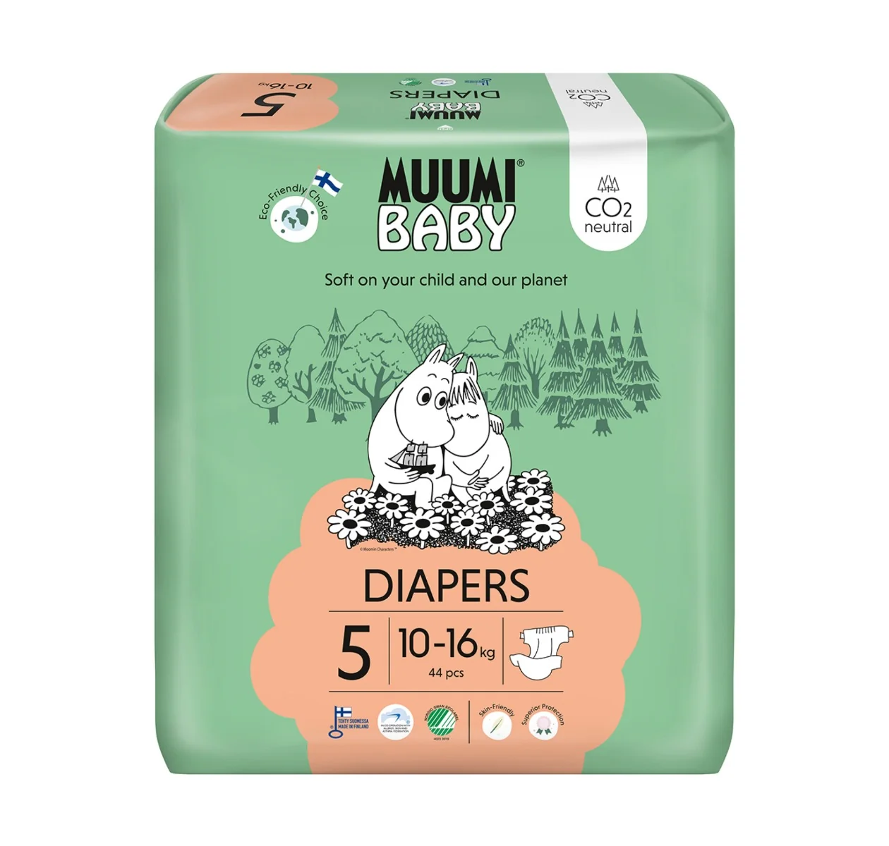 Muumi Baby 5 Maxi+ 10–16 kg eko pleny 44 ks