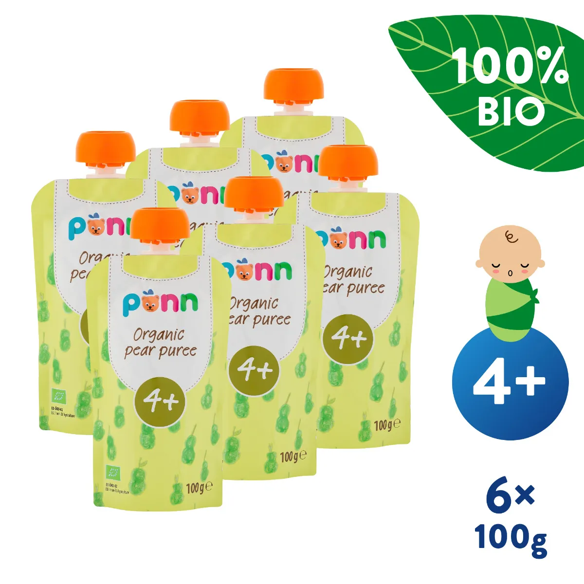 SALVEST Põnn BIO Hruška 100% 6x100 g