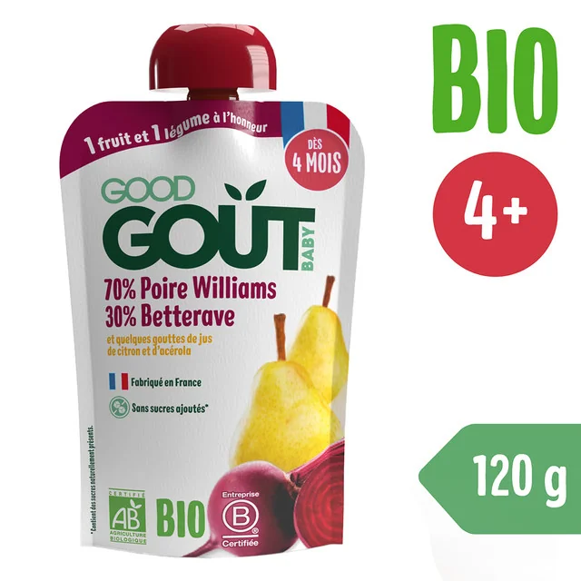 Good Gout BIO Hruška Williams s červenou řepou 4m+ kapsička 120 g