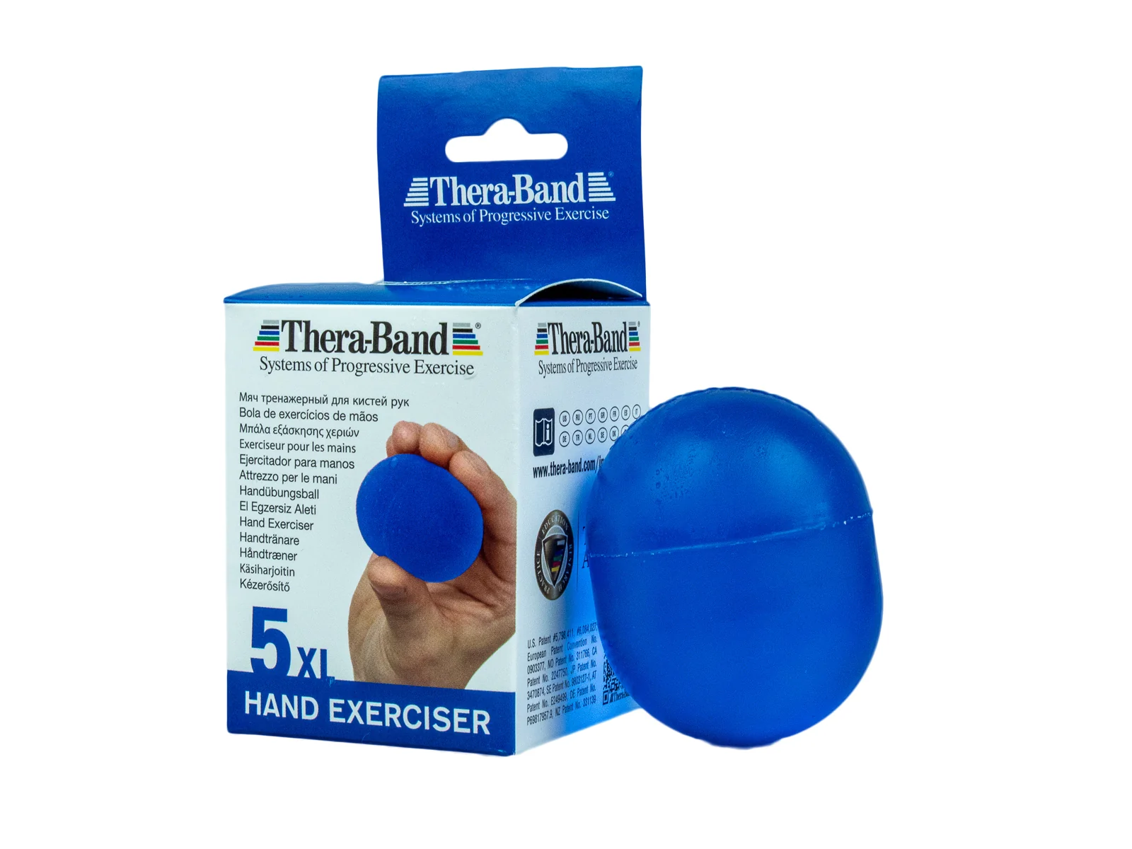 Thera-Band Hand Exerciser XL - posilovač rukou gelové vajíčko modré - tvrdé