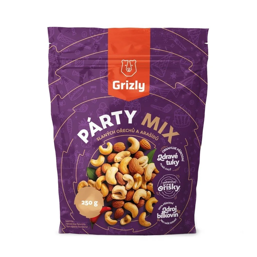 Grizly Párty mix slaných ořechů a arašídů 250 g