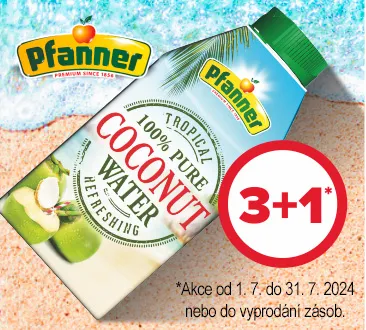 Pfanner Kokosová voda 3+1 (červenec 2024)