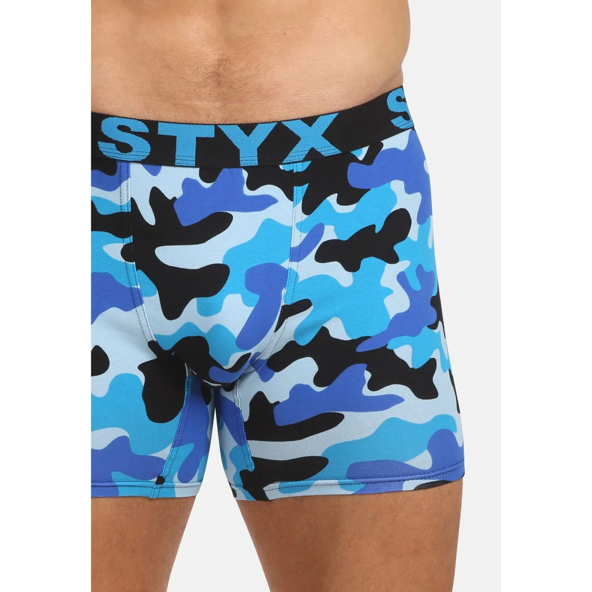 Styx Pánské boxerky long art sportovní guma maskáč modrý (UN1850) XL 