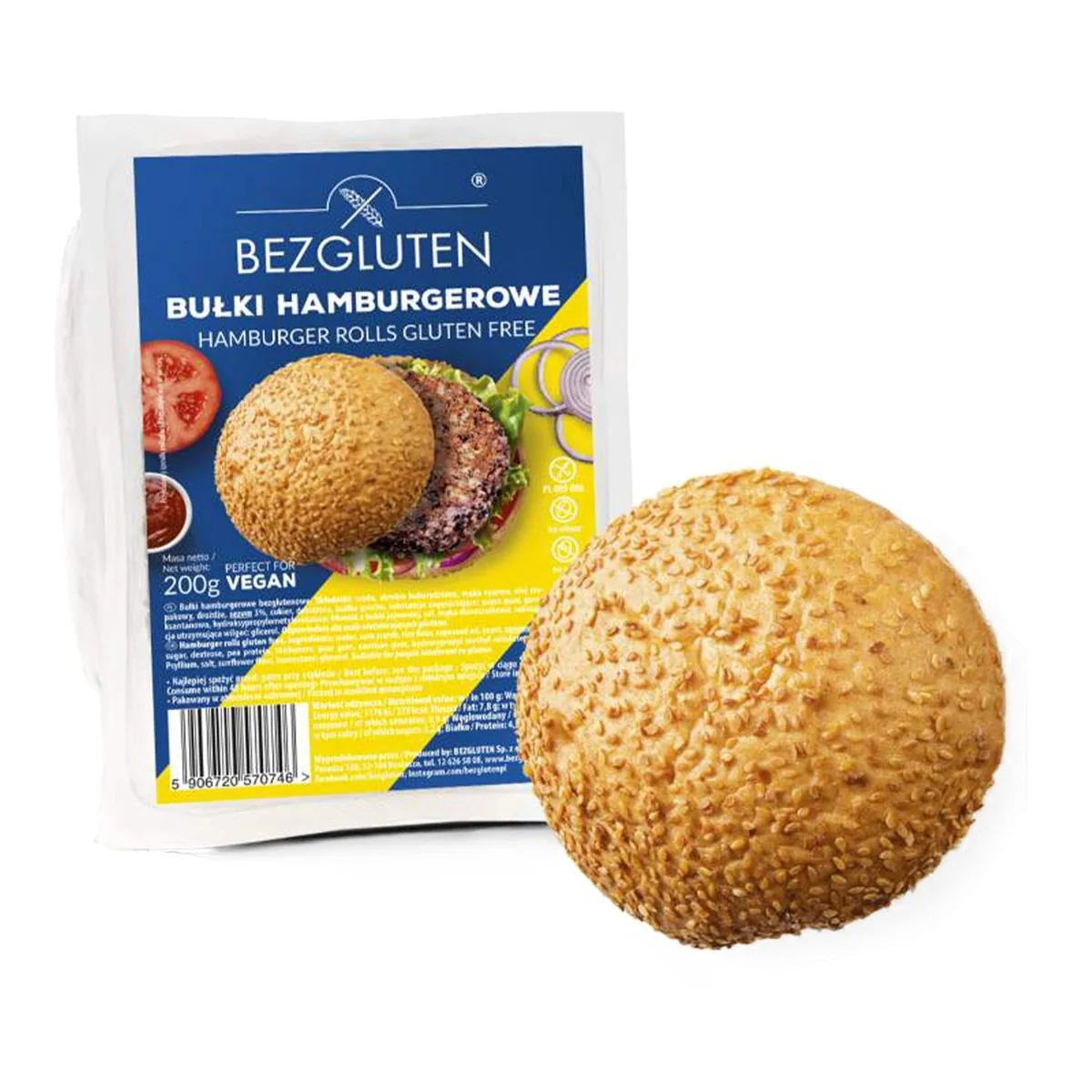 BEZGLUTEN Housky hamburgerové bez lepku a škrobu Vegan 200 g