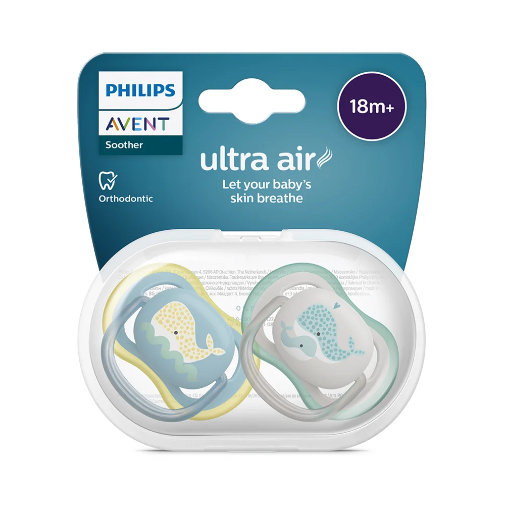 Philips Avent Šidítko Ultra air 18m+ 2 ks velryba