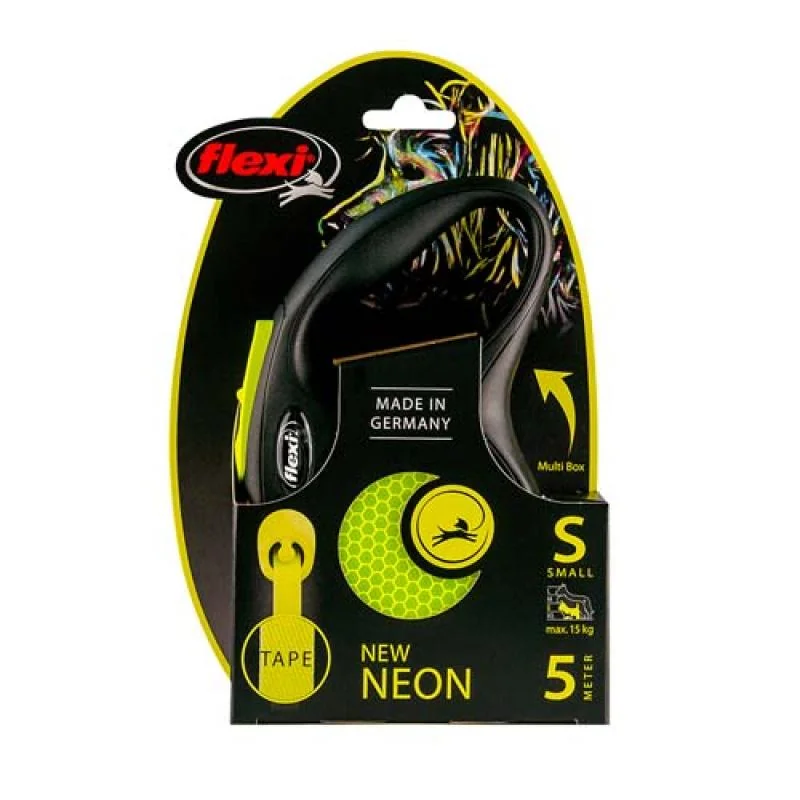 Flexi New Neon popruh S 5m žlutá do 15kg 