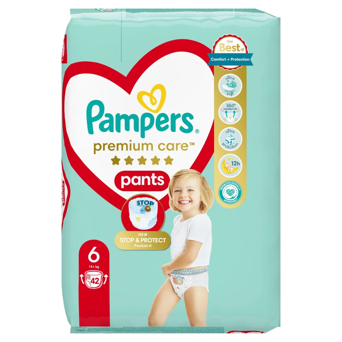 Pampers Premium Care vel. 6 15+ kg plenkové kalhotky 42 ks