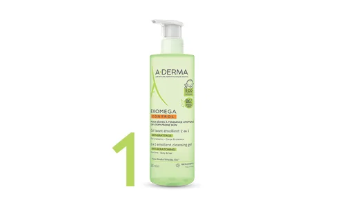 A-Derma Exomega Control zvláčňující mycí gel 2v1 pro suchou kůži se sklonem k atopii 500 ml