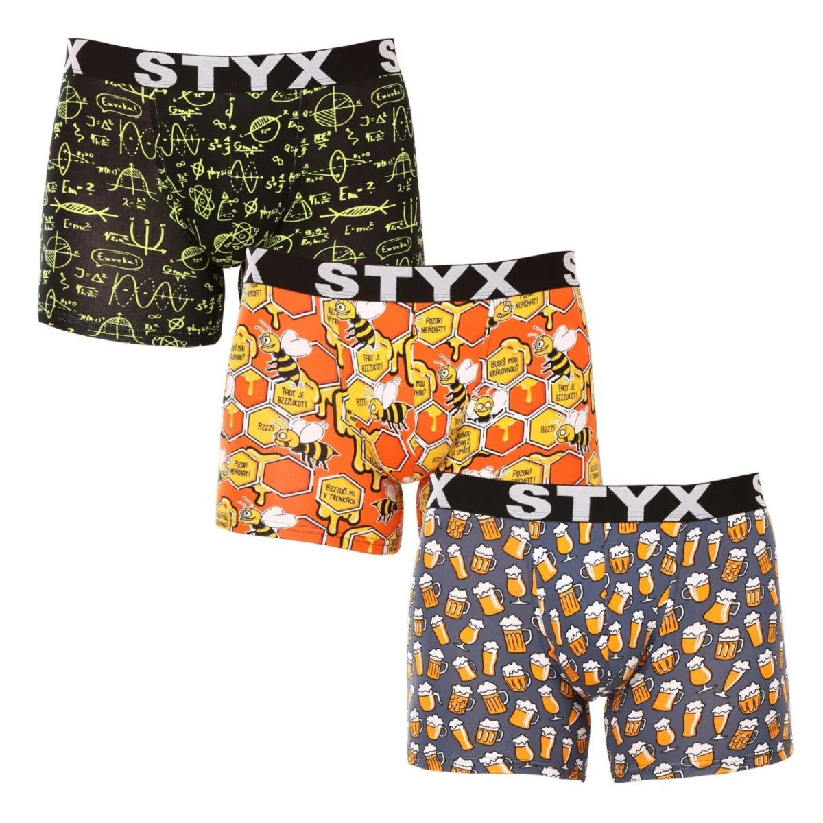 Styx 3PACK pánské boxerky long art sportovní guma vícebarevné (3U13724) XXL 