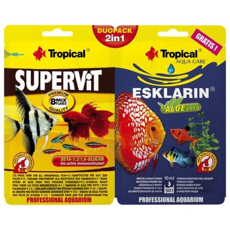 Tropical 2in1 SUPERVIT 12g mnohosložkové krmivo + GRATIS Esklarin 10ml k odstranění c