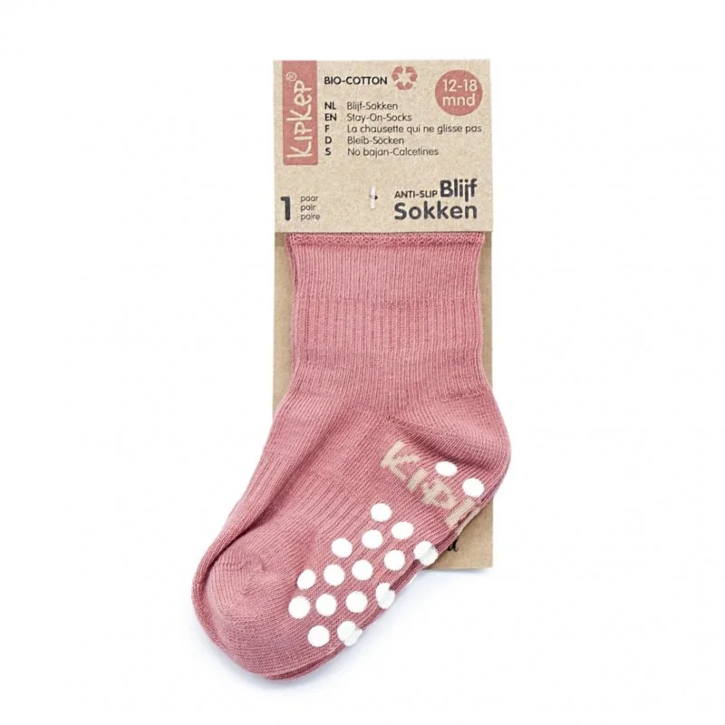 KipKep dětské ponožky Stay-on-Socks ANTISLIP 12-18m 1pár Dusty Clay 