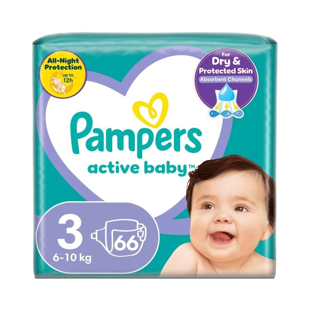 Pampers Active Baby vel. 3 Maxi Pack 6-10 kg dětské pleny 66 ks