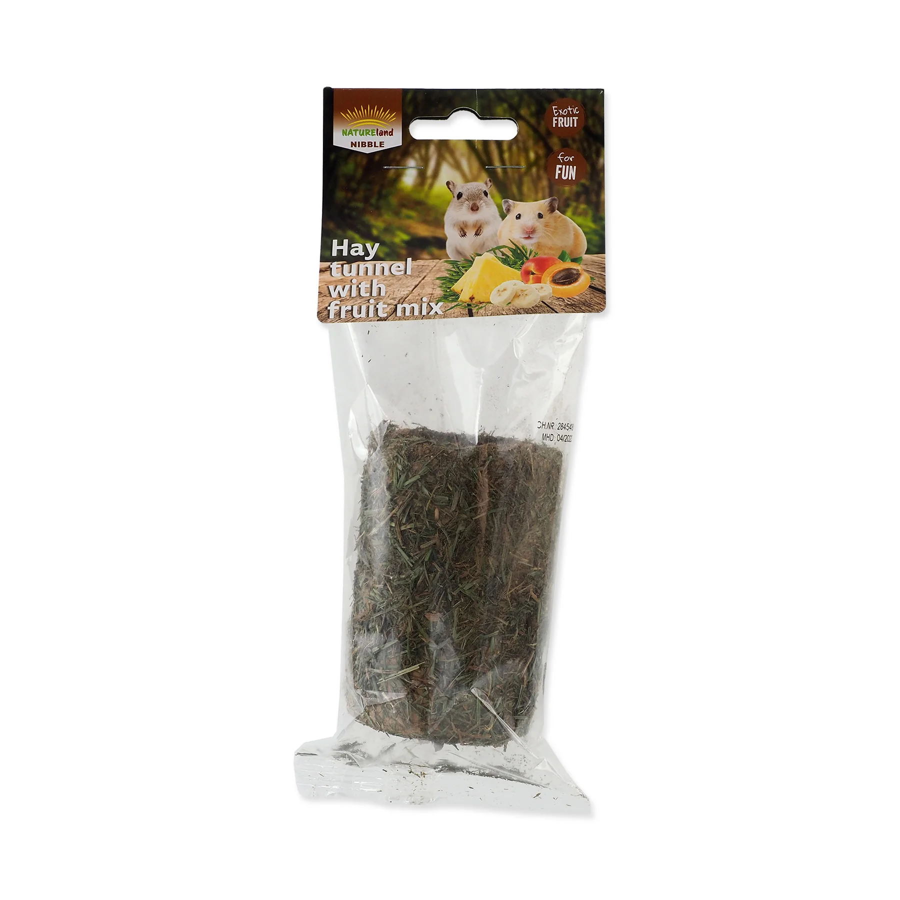 Nature Land Pochoutka Nibble válec ze sena plněný ovocem 125 g