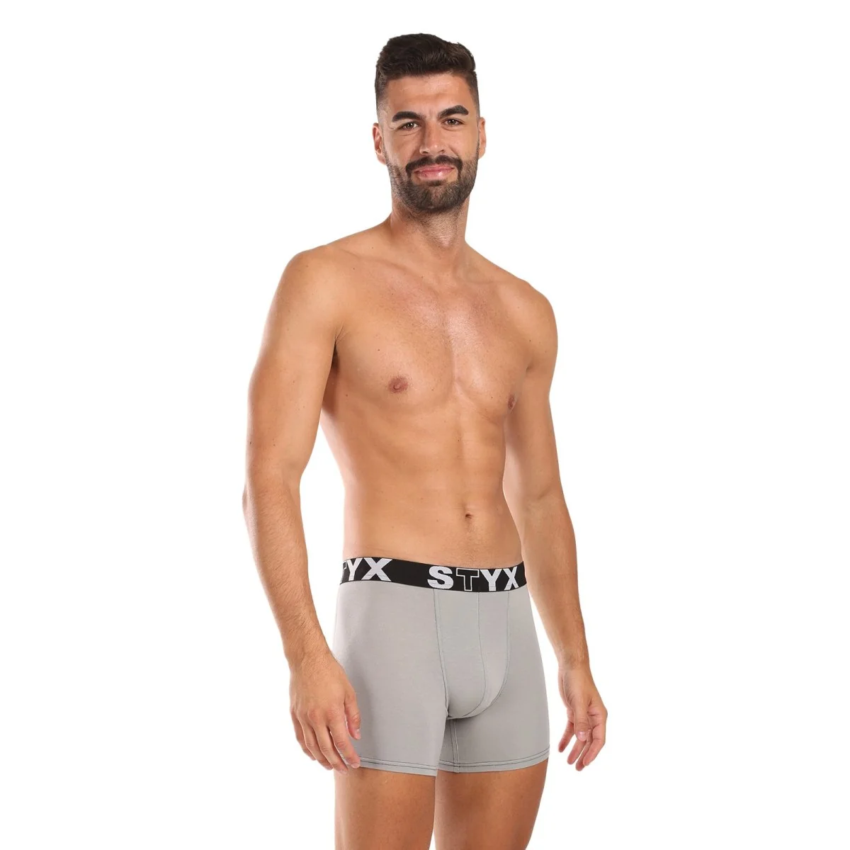 Styx Pánské boxerky long sportovní guma světle šedé (U1062) XL 