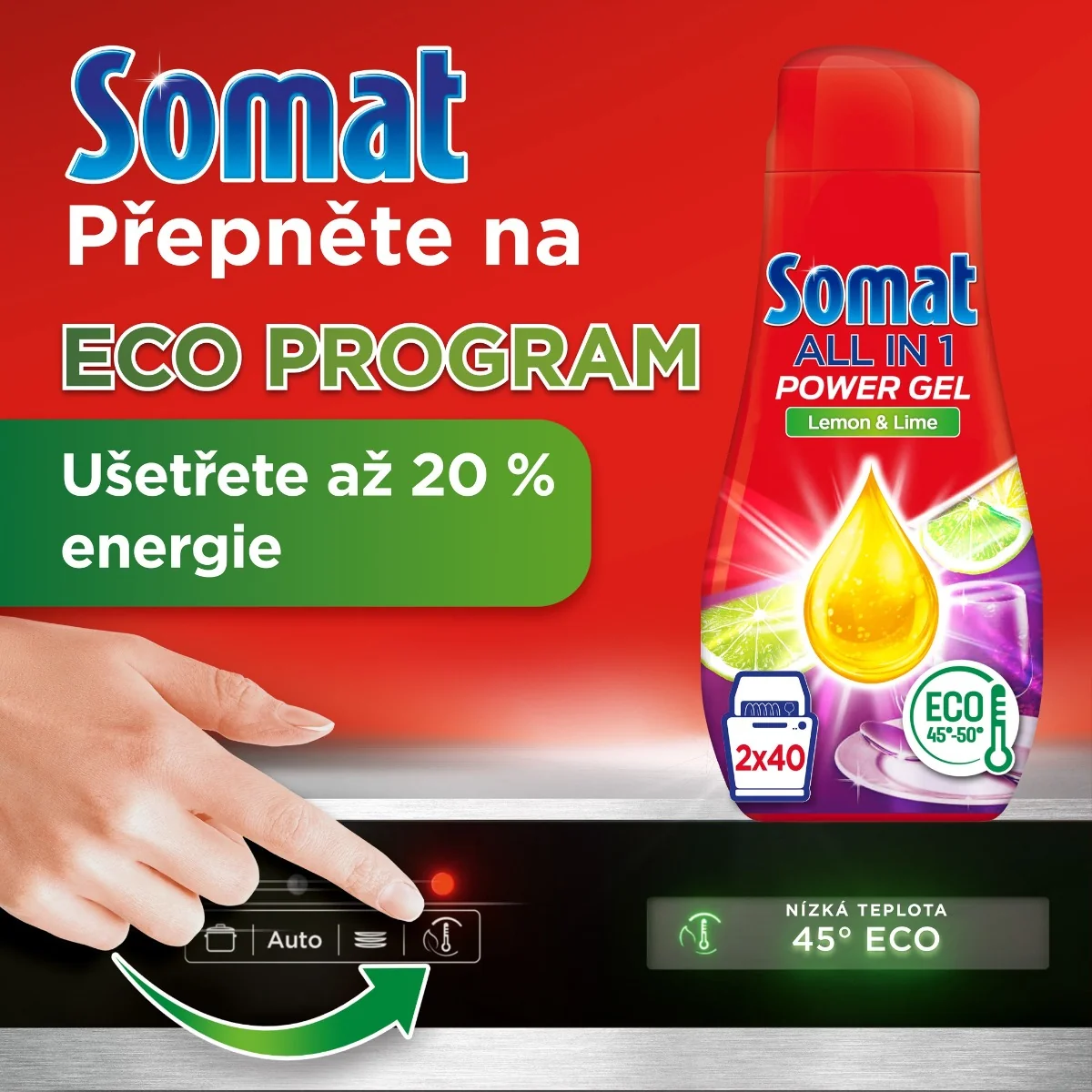 Somat Gel do myčky All in 1 Lemon & Lime 2x720 ml 80 dávek