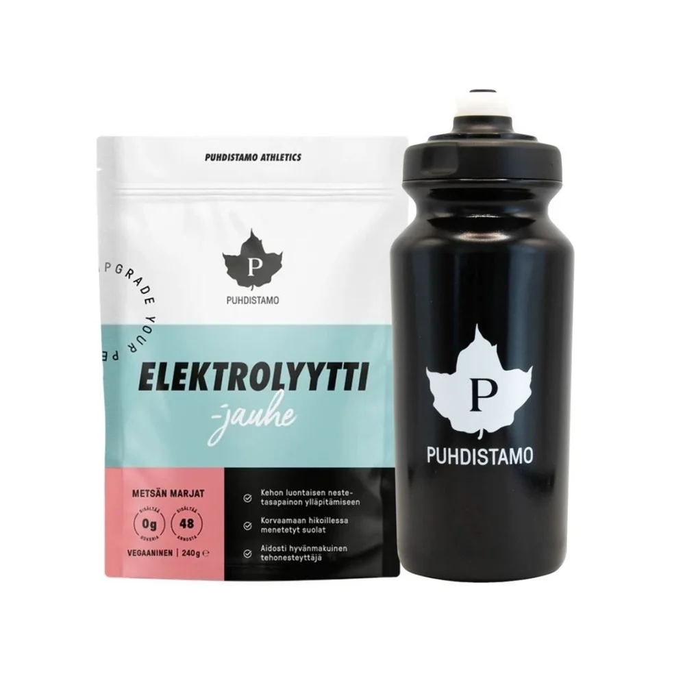 Puhdistamo Electrolyte Powder red berries 240 g + láhev 500 ml ZDARMA