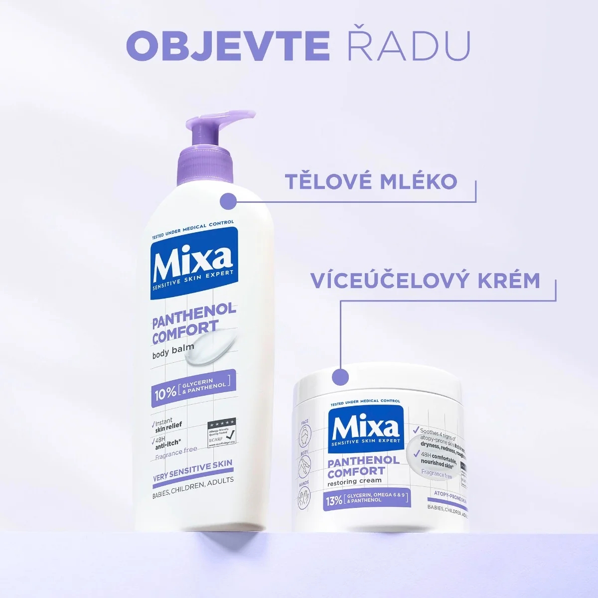 Mixa Panthenol Comfort obnovující tělová péče pro pokožku se sklonem k atopii 400 ml