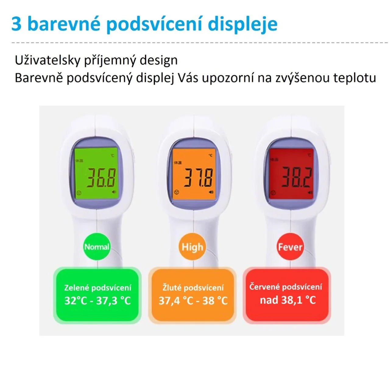 Hetaida Teploměr bezkontaktní infračervený 