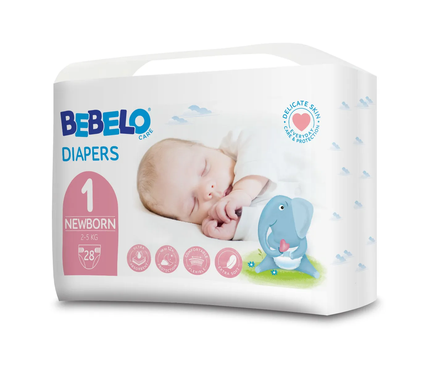 BEBELO Care Diapers Newborn 1 dětské pleny 28 ks