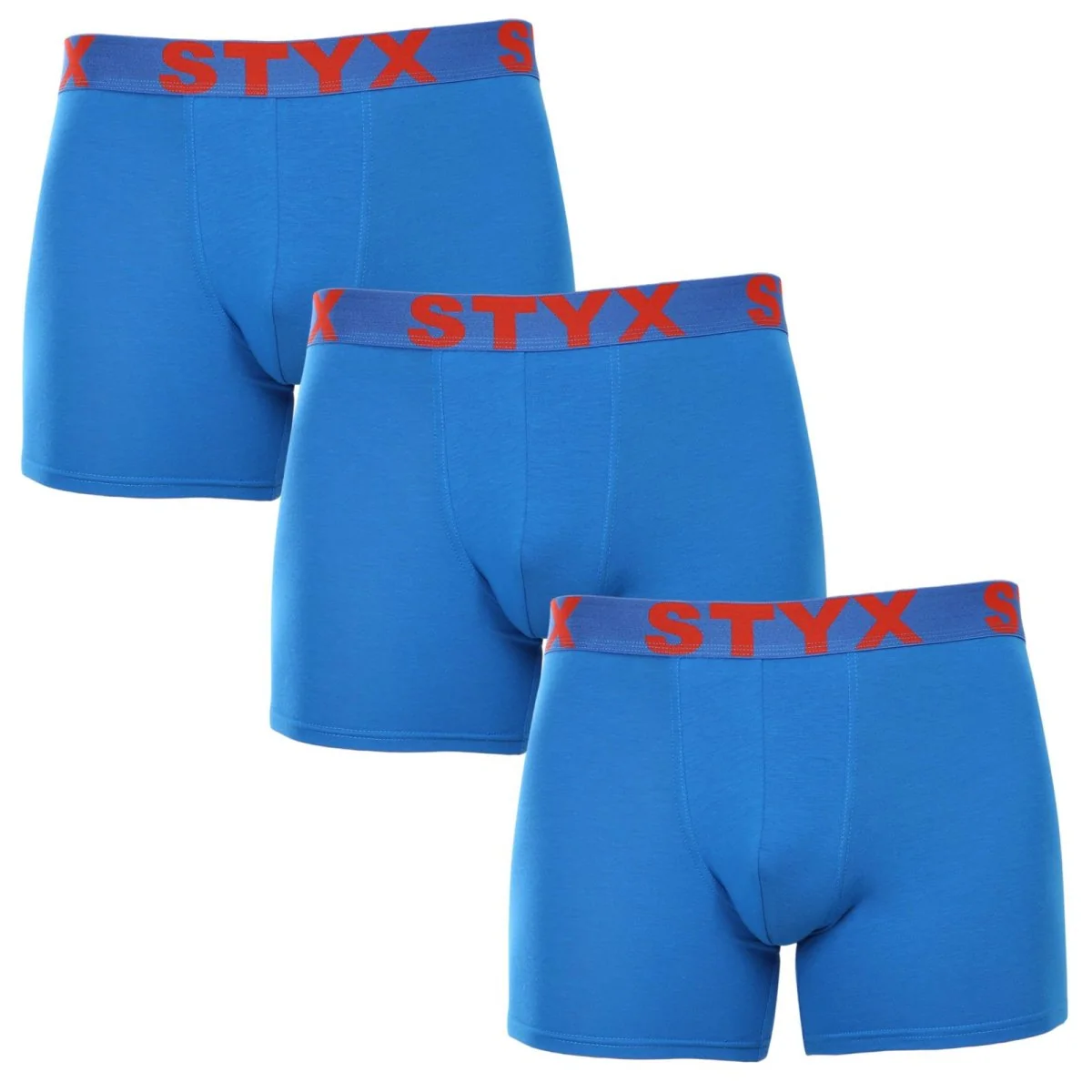 Styx 3PACK pánské boxerky long sportovní guma modré (3U1167) L