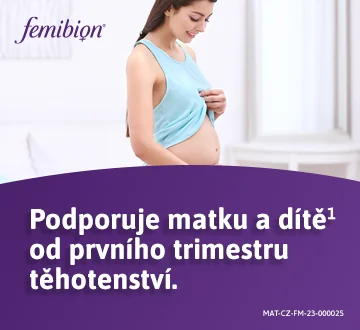 Femibion. Podporuje matku a dítě od prvního trimestru těhotenství.