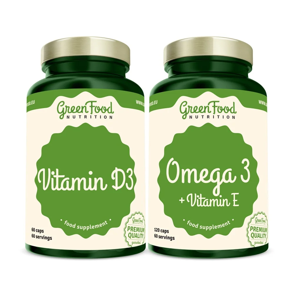 GreenFood Nutrition Omega 3 + Vitamin E + Vitamin D3 dvojbalení 120+60 kapslí