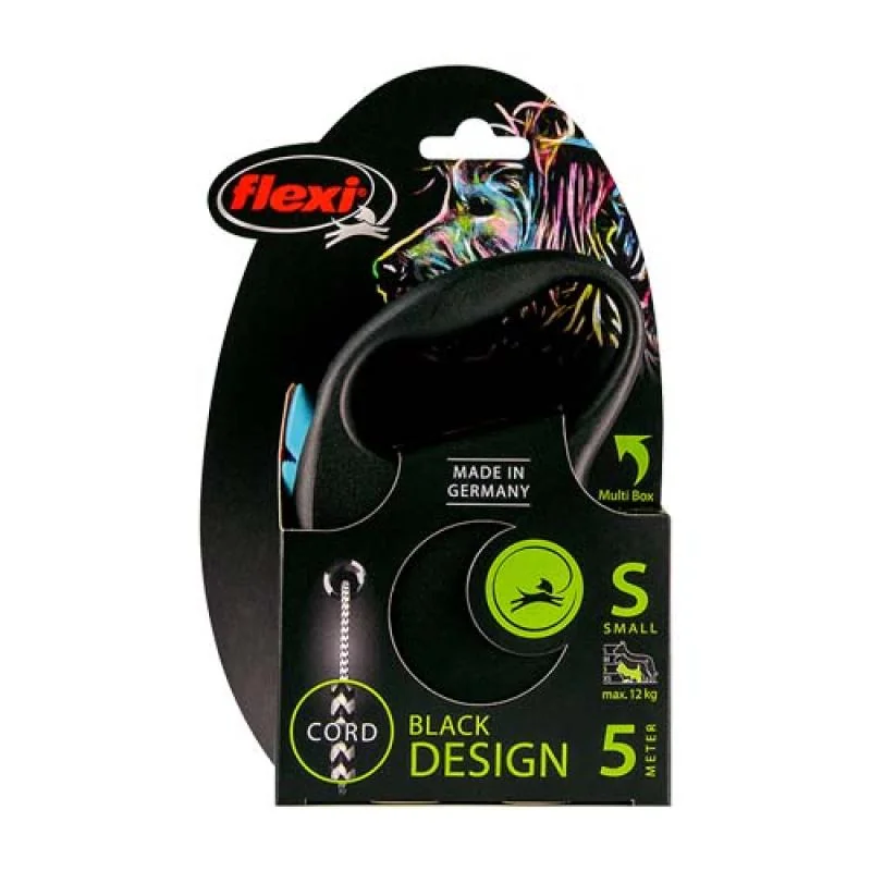 Flexi Black Design S lanko 5m modrá do 12kg 