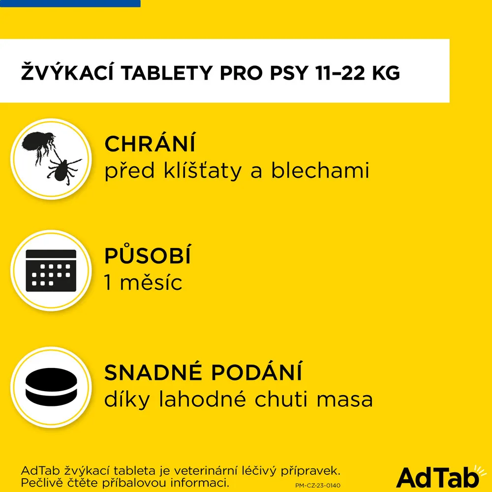 AdTab Žvýkací tablety pro psy >11-22 kg 450 mg 1 tableta