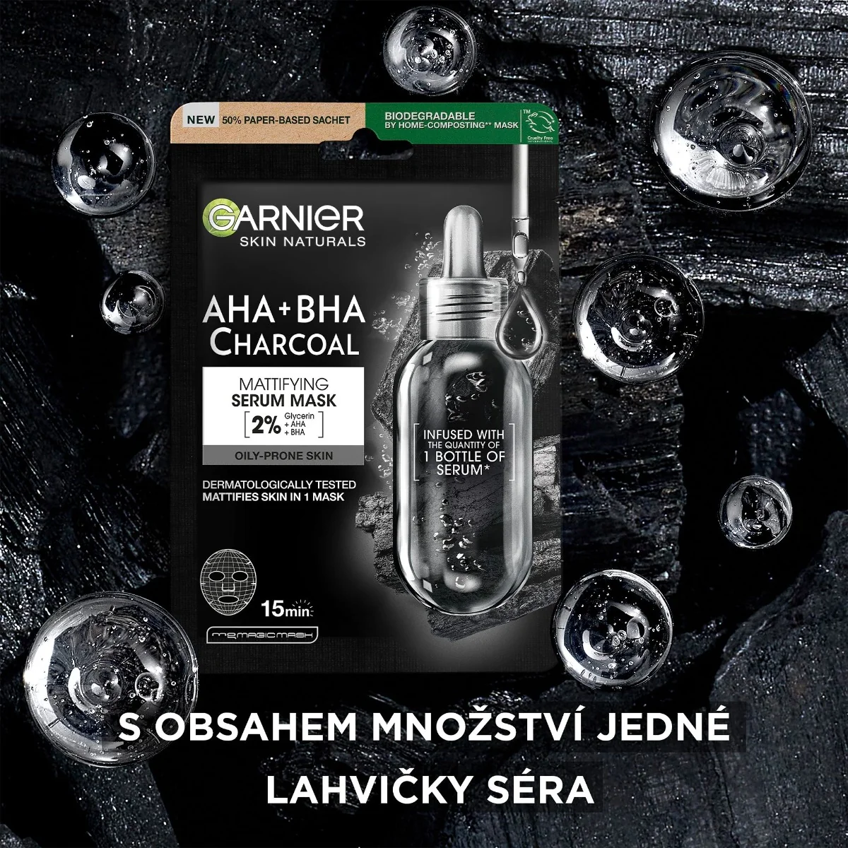 Garnier Černá textilní maska s extraktem z mořských řas 1 ks