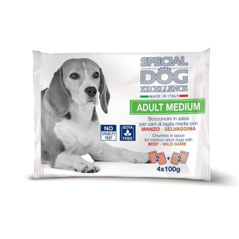 Monge SPECIAL DOG EXCELLENCE MEDIUM ADULT hovězí/zvěřina multi pack 4x100g kapsič