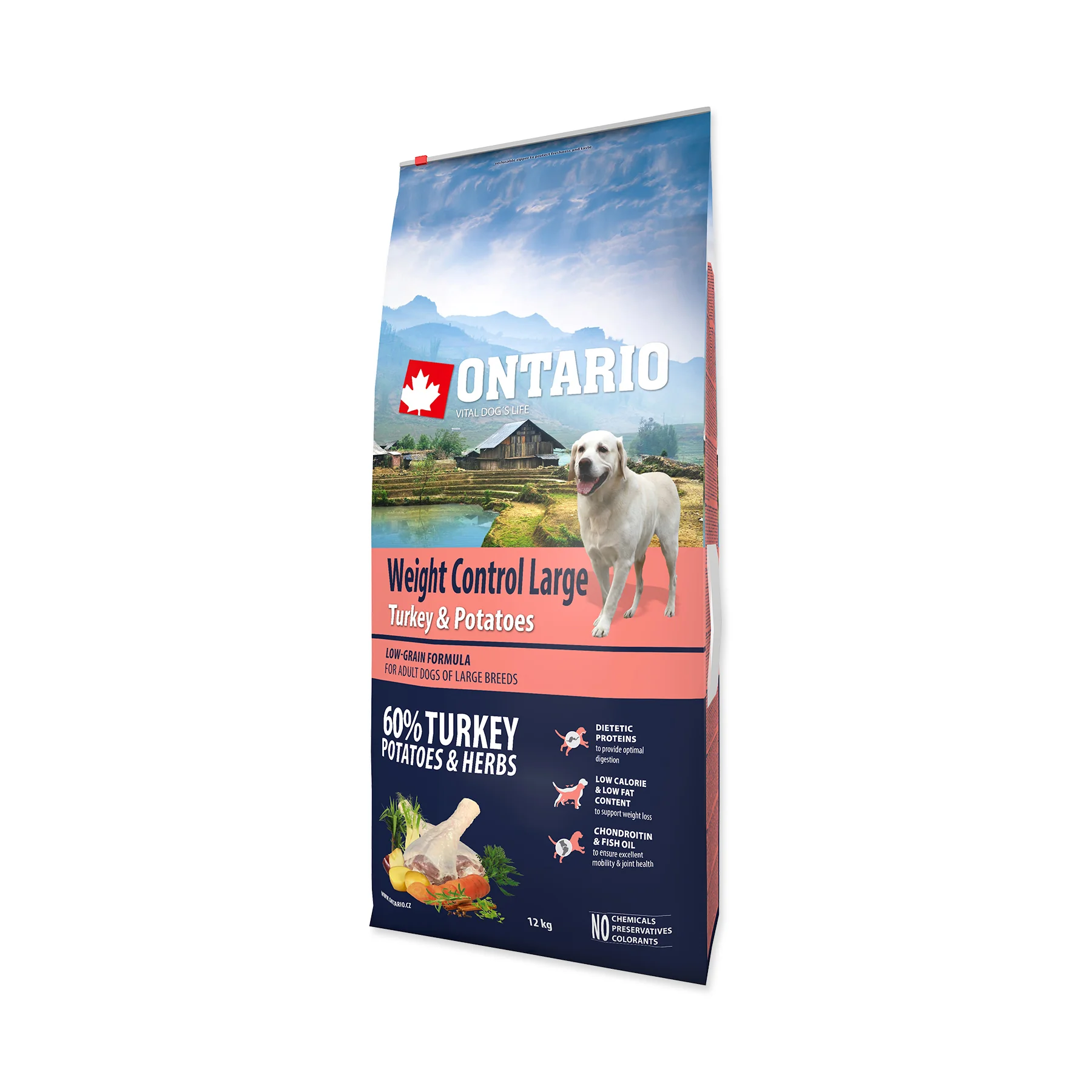 Ontario Large Weight Control Turkey&Potatoes granule 12 kg