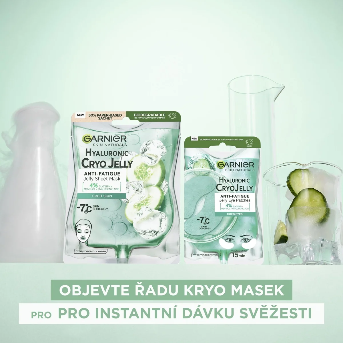 Garnier Skin Naturals Hyaluronic Cryo Jelly oční textilní maska s chladivým efektem 5 g