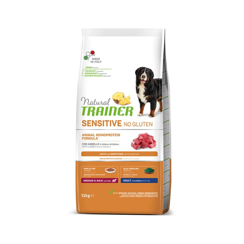 Natural Trainer No gluten medium/maxi jehněčí granule 12 kg