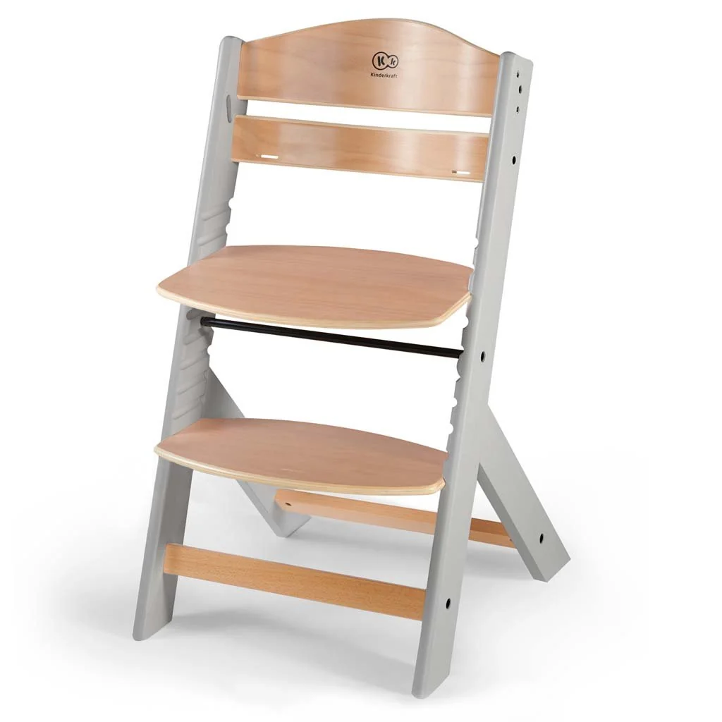 Kinderkraft Židlička jídelní Enock s polstrováním Grey wooden, Premium 