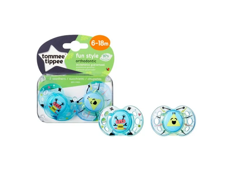 Tommee Tippee Šidítko C2N silikon Fun 6-18m 2 ks