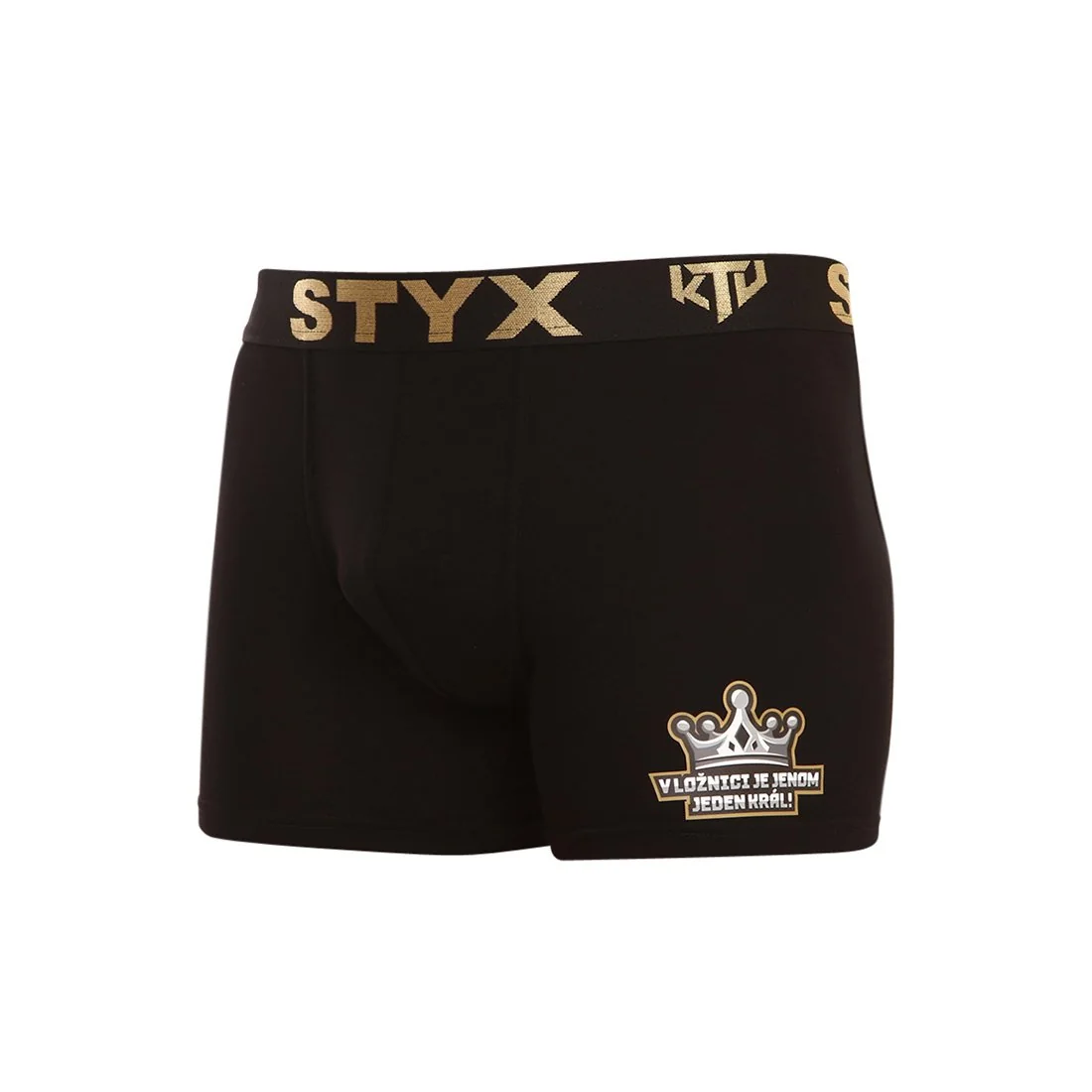 Styx Pánské boxerky / KTV long sportovní guma černé - zlatá guma (UTZ960) L 