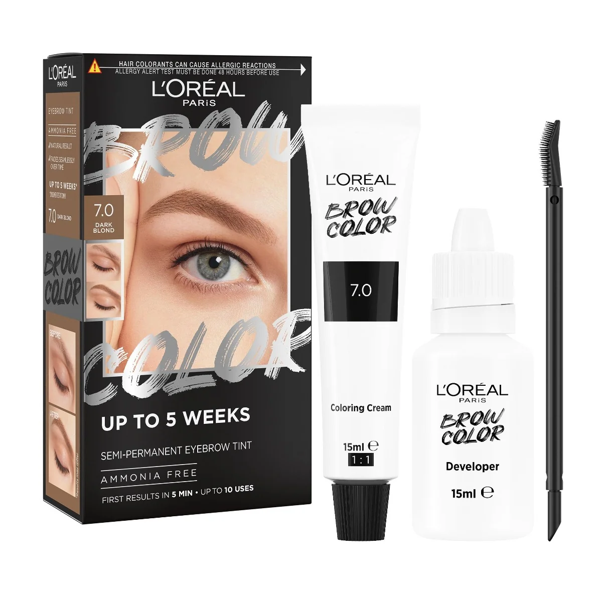 Loréal Paris Brow Color Semi-Permanent 7.0 Dark Blond barva na obočí 1 sada