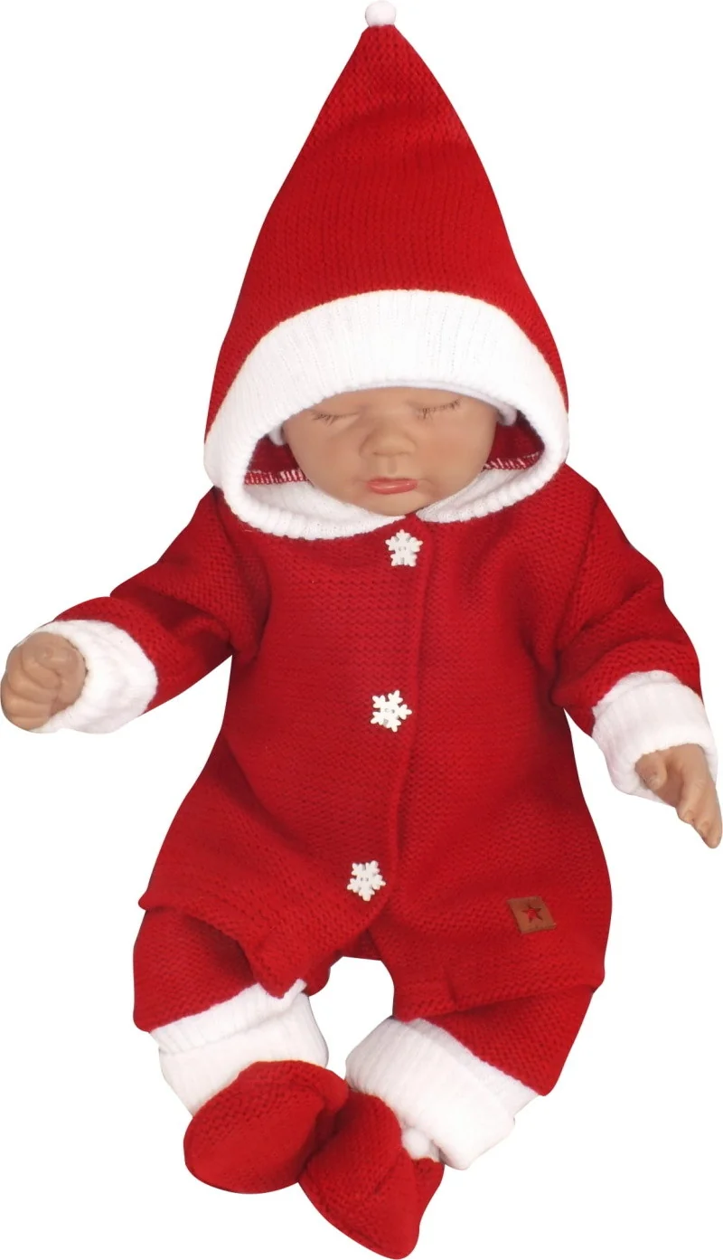 Z&Z 3-dílná pletená souprava, kabátek, kalhoty a botičky Baby Santa vel.  80