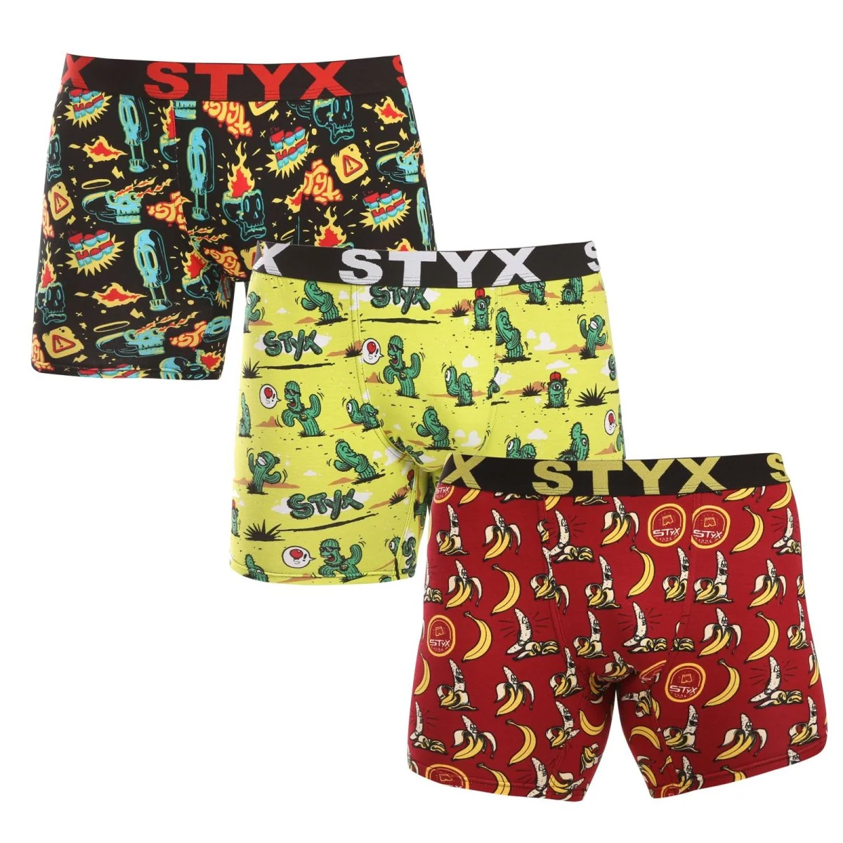 Styx 3PACK pánské boxerky long art sportovní guma vícebarevné (3UN13198) XXL 