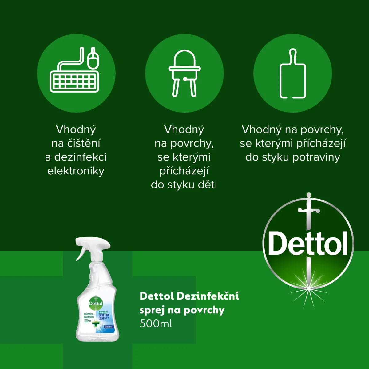 Dettol Antibakteriální sprej na povrchy 500 ml