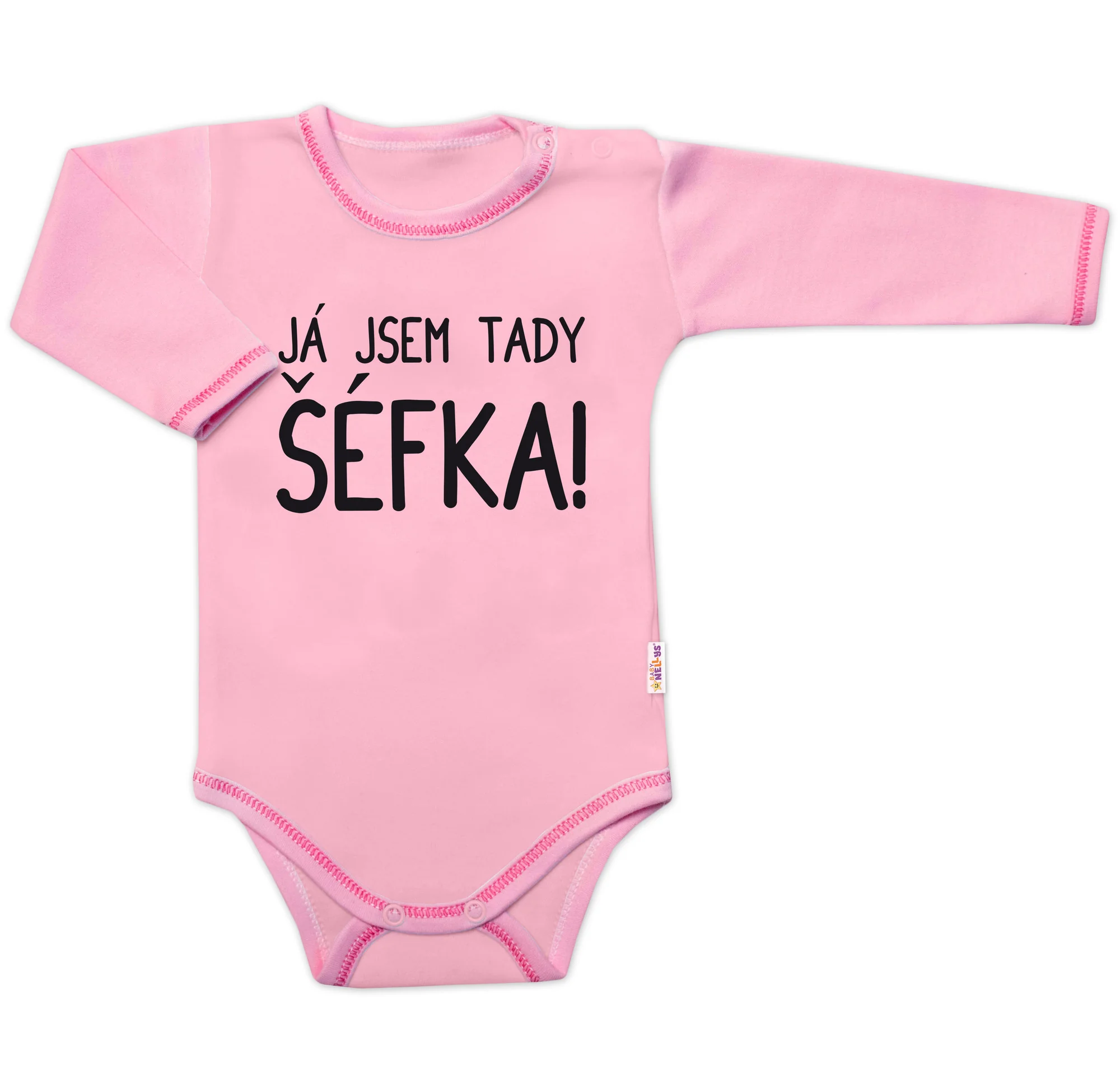 Baby Nellys Body dl. rukáv s vtipným textem, Já jsem tady ŠÉFKA!, vel. 86