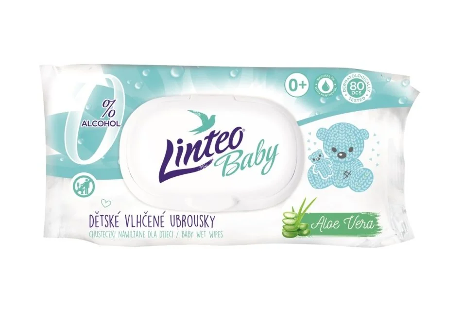 Linteo Baby Dětské vlhčené ubrousky s Aloe Vera 80 ks