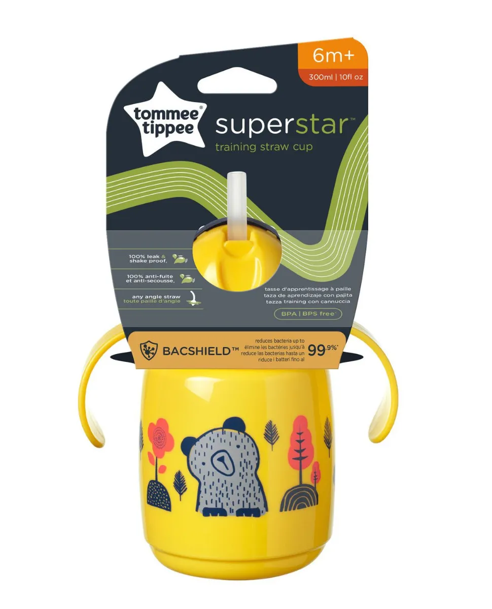 Tommee Tippee Netekoucí hrnek Superstar s brčkem 6m+ 300 ml Yellow 1 ks