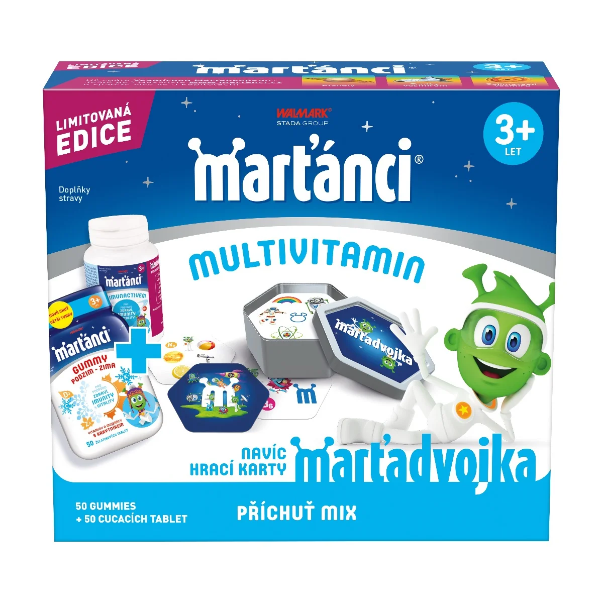 Marťánci Multivitamín 50 cucacích tablet + 50 želatinek + postřehové karty