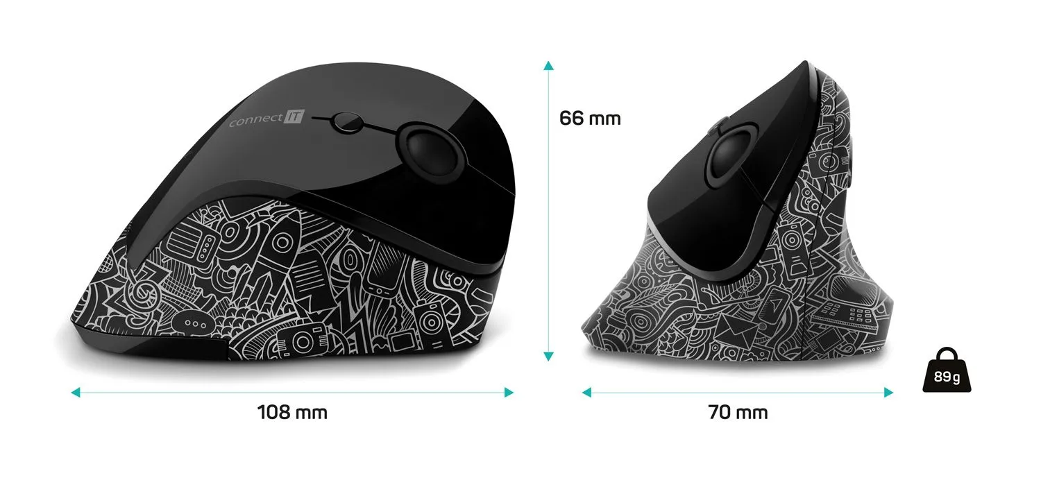 Connect IT For Health CMO-2705-DD ergonomická vertikální myš doodle