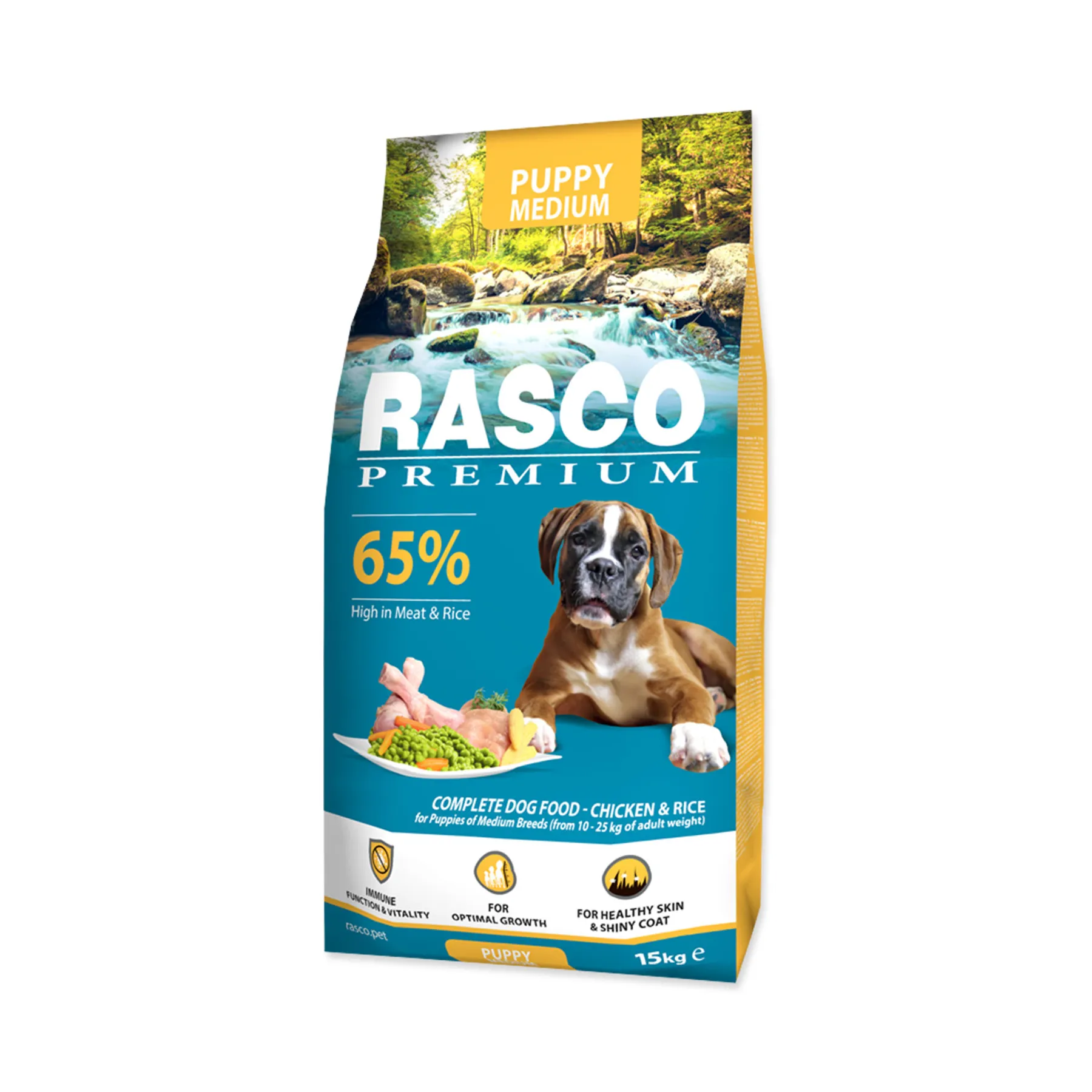 Rasco Premium Puppy Medium Kuře s rýží granule 15 kg