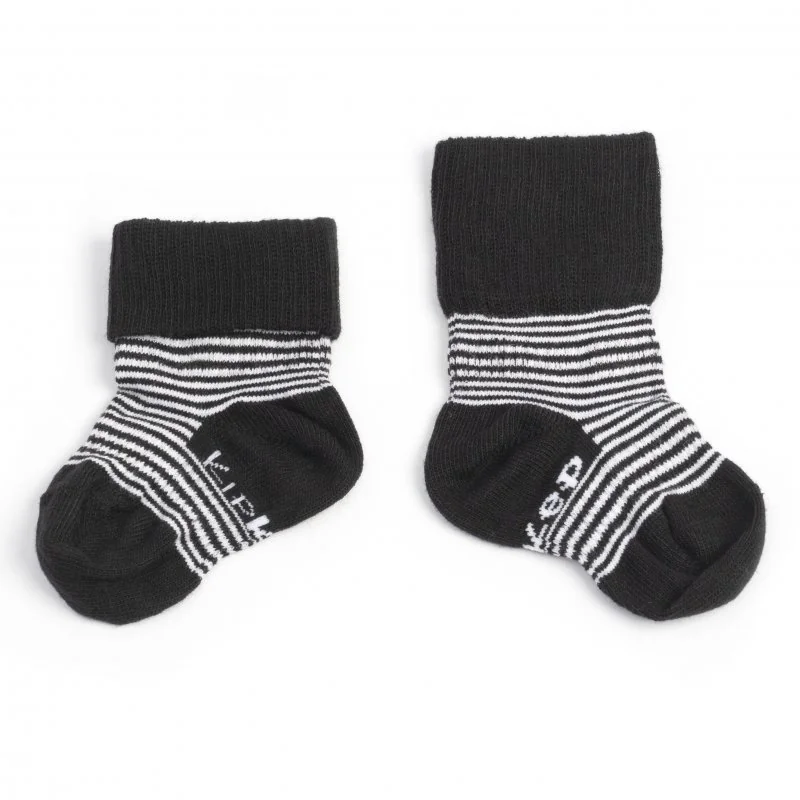 KipKep dětské ponožky Stay-on-Socks 0-6m 2páry Black Stripes 